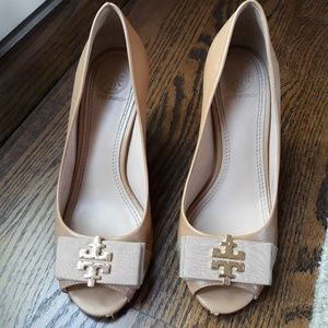 Tory Burch peep toe wedge